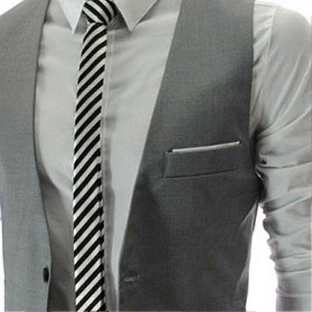 Men's Slim Fit Business Vest – Solid Color Waistcoat, V-Neck, 4-Button Formal Suit Vest For Weddings, Office & Events