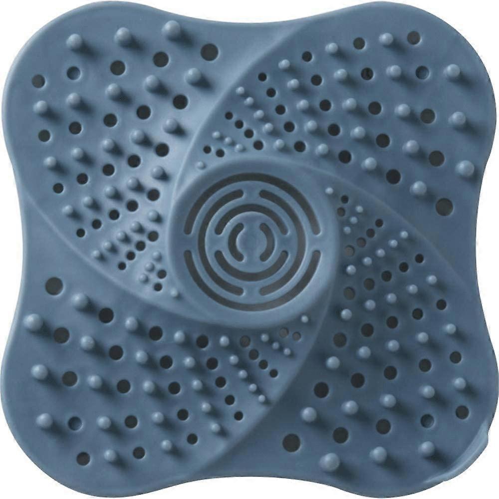 Anti-Block Bathroom Shower Drain With Suction Cup (Blue)