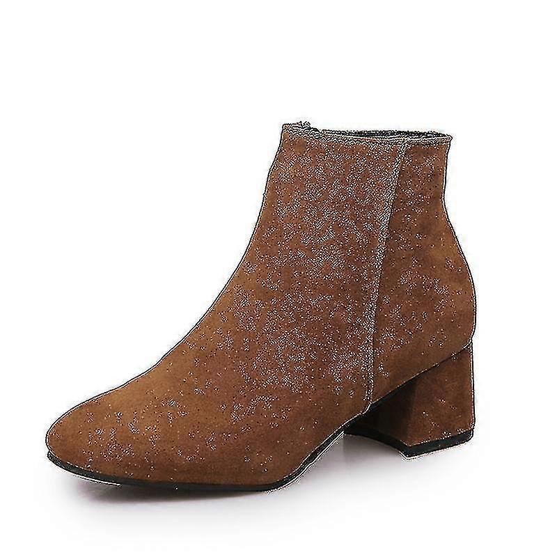 Bottines Femme Patent Mid Calf Low Block Heel Booties Back Zipper Short Boots