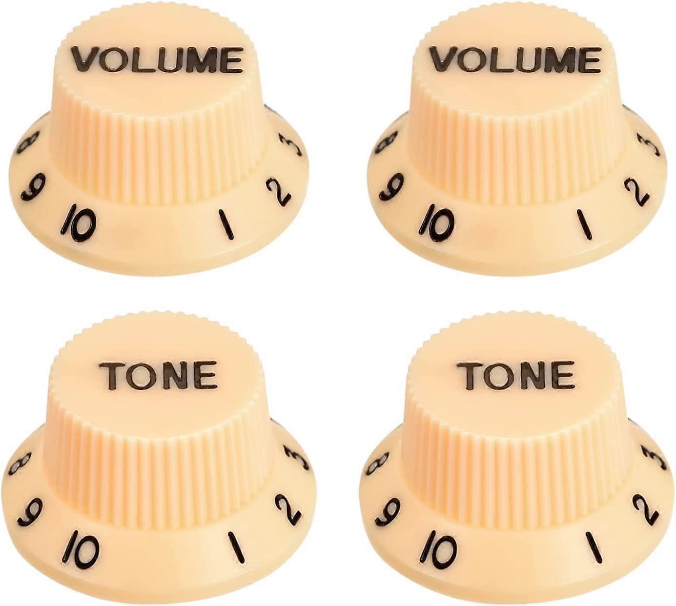 Speed Control Knobs 6mm ID 2 Volume 2 Tone Top Hat Guitar Bell Knobs with Black Characters 2Set
