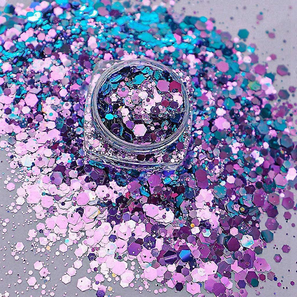 Multicolor Holographic Cosmetic Festival Chunky Glitters Sequins Nail Sequins