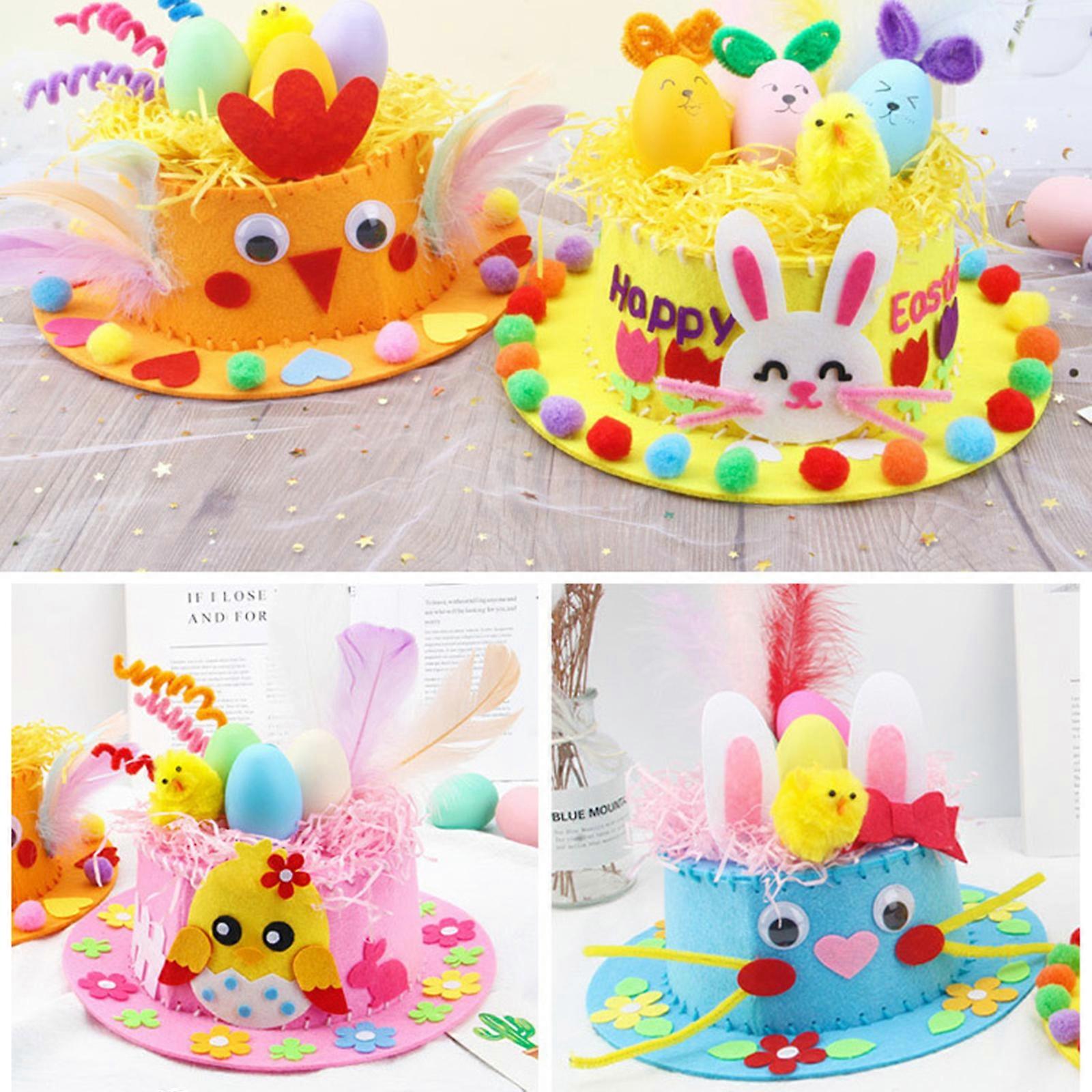 Kit Fai Da Te Per Cappello Di Pasqua – Con Uova, Penne, Occhi, Pompon E Accessori – Attività Creativa Per Bambini