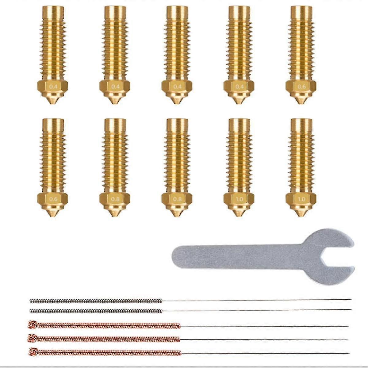10Pcs Multi Size Nozzles for Neptune 4 Plus/Max 3D Printer, Brass Hotend Nozzles 0.4/0.6/0.8/1.0mm-YuJia