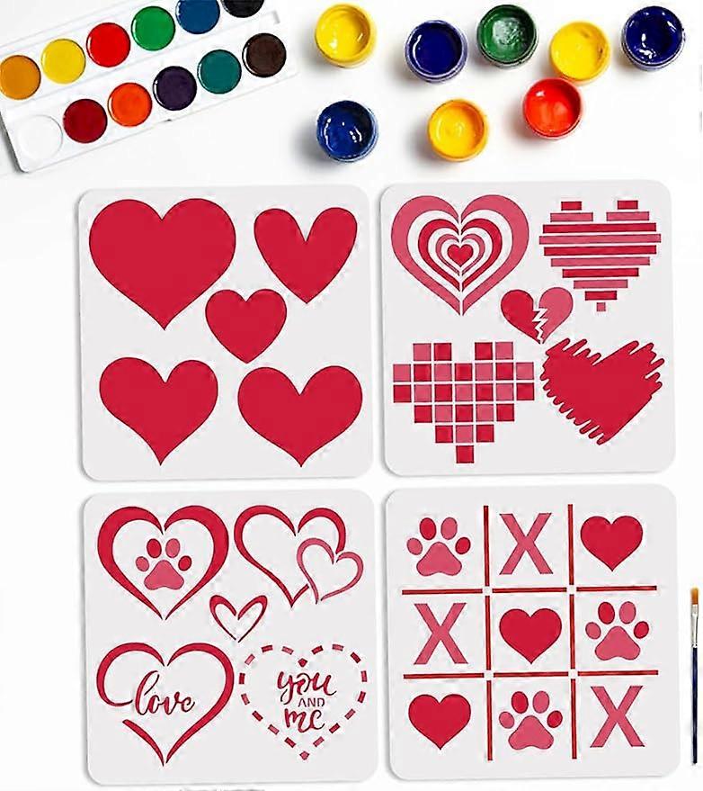 4pcs Valentine's Day Heart Love Stencils