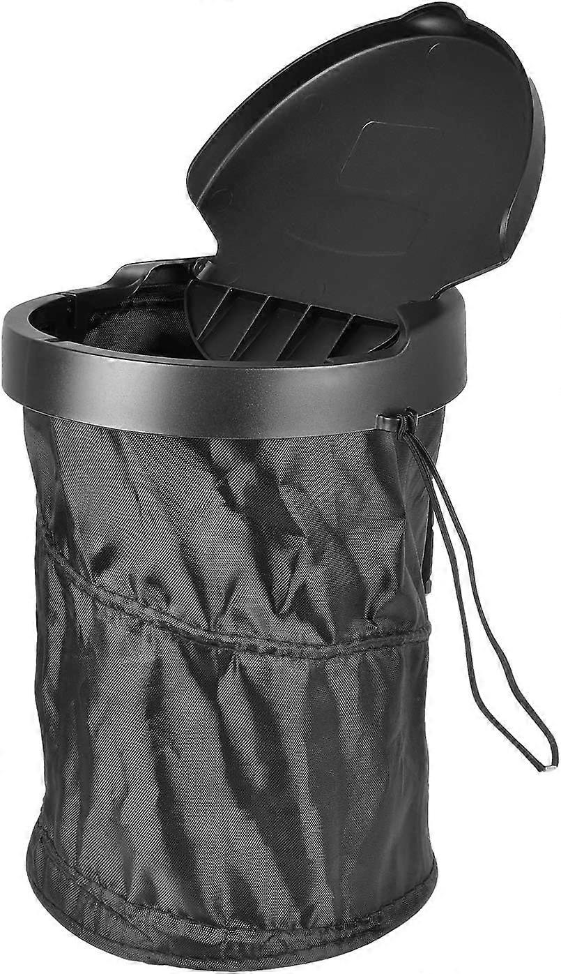 Car Trash Can, Portable Collapsible Trash Can, Compression Leakproof Fabric with Lid Trash Bin for Office, Home and Car