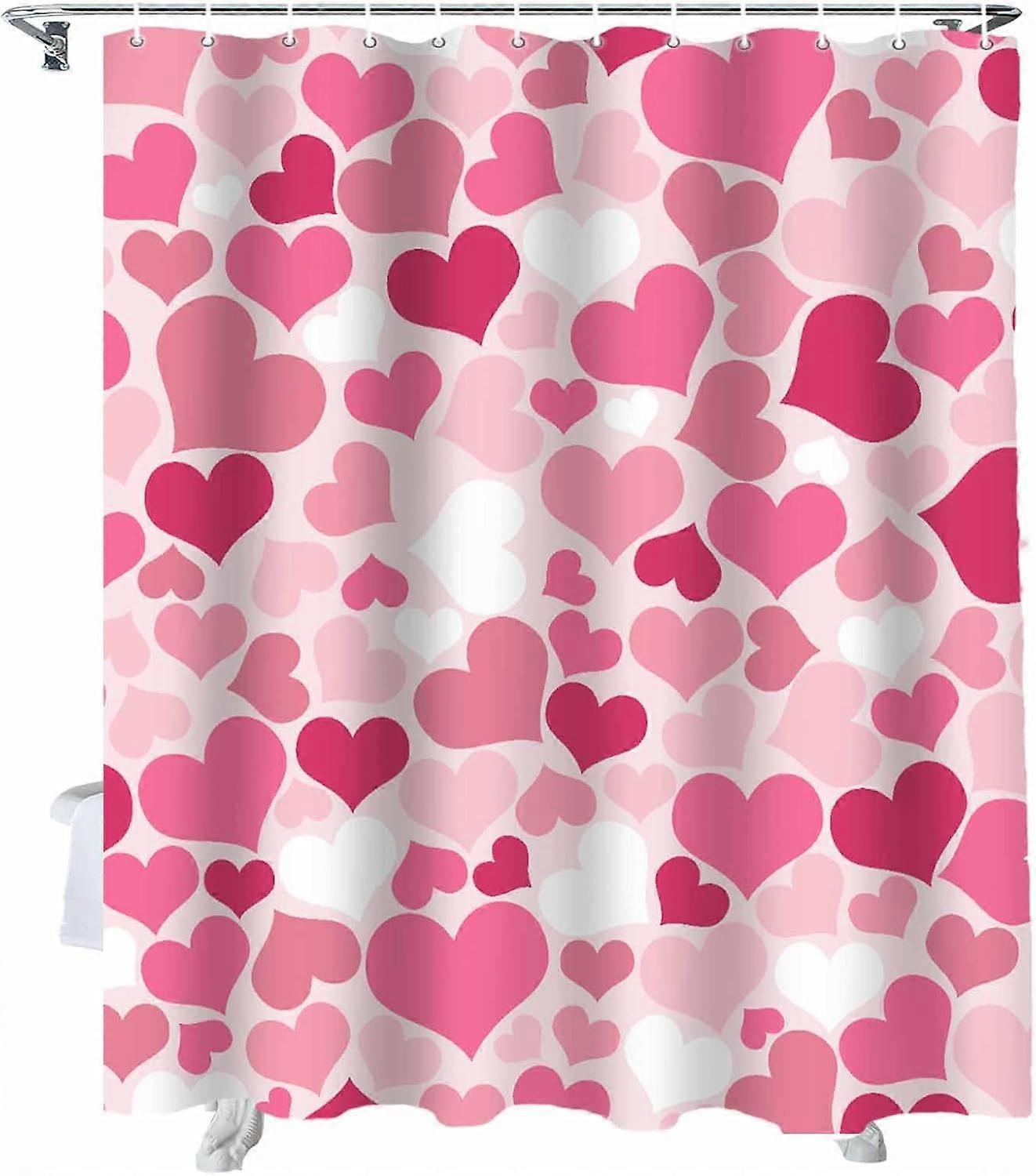 ستارة دش عيد الحب ستائر دش حمراء وردية على شكل قلب لديكور الحمام مجموعات ستائر حمام رومانسية مع خطافات لعيد الحب Home D