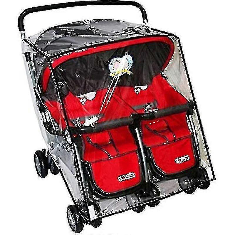 Universal Side By Side Twin Stroller Rain Cover Clear Pvc Dust And Windproof For Double Pram Stroller Ty
