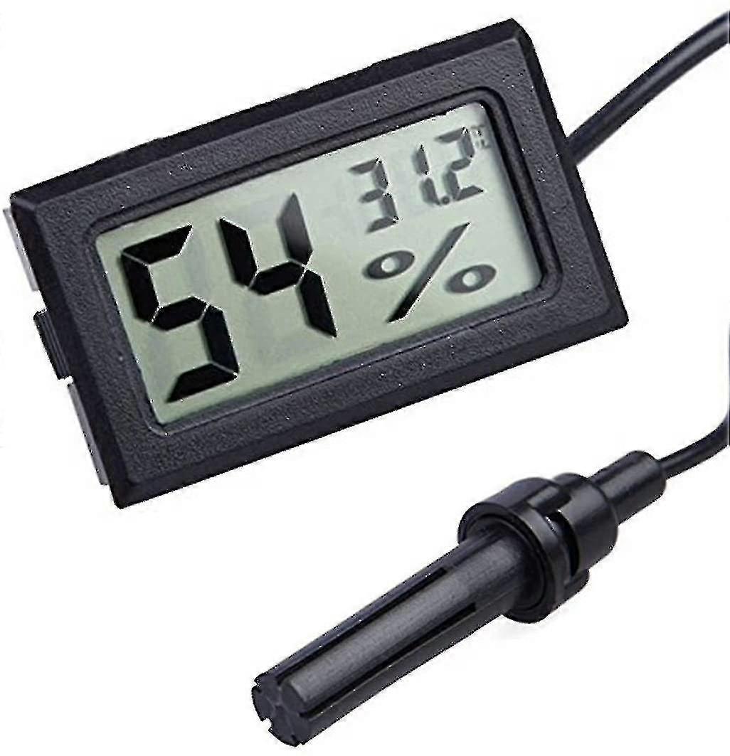 2-in-1 Digital Lcd Integrated Thermometer Hygrometer With External For Reptile--