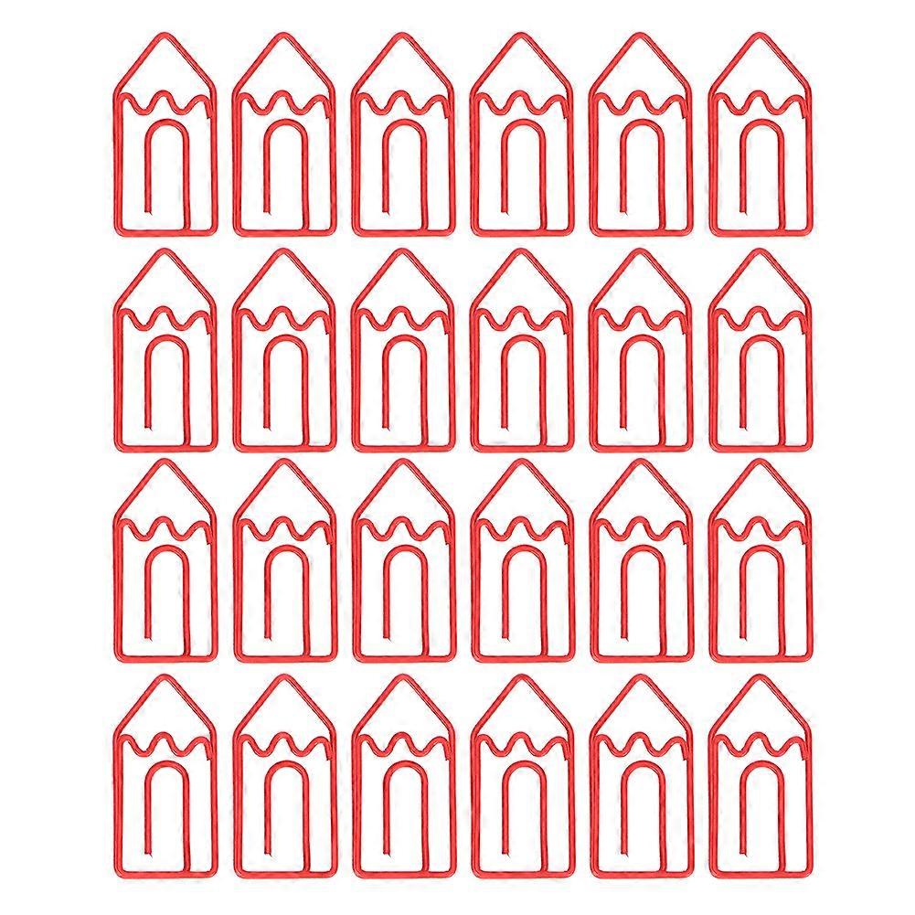 24Pcs Paper Clip Cartoon SpecialShaped Pencil Shape Study Office Document Cute Pin
