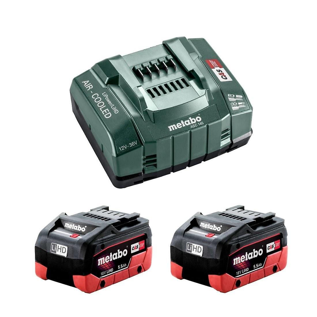 Metabo Basic Set 2 x 18V LiHD 5.5Ah Battery Kit With ASC 145 Charger