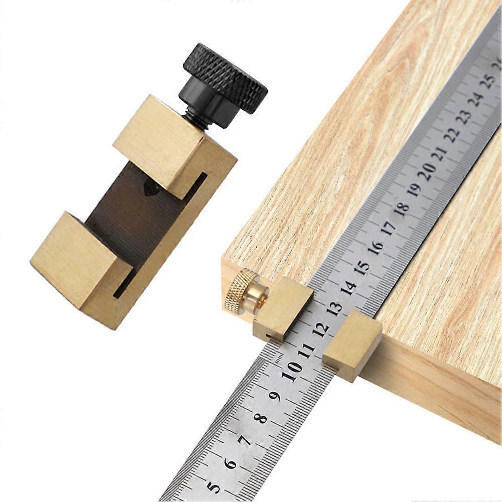 Brass Steel Ruler Limiter Positioning Drawing Marking Gauge DIY Measuring Tool Block High Precise Adjustable Carpentry Scriber