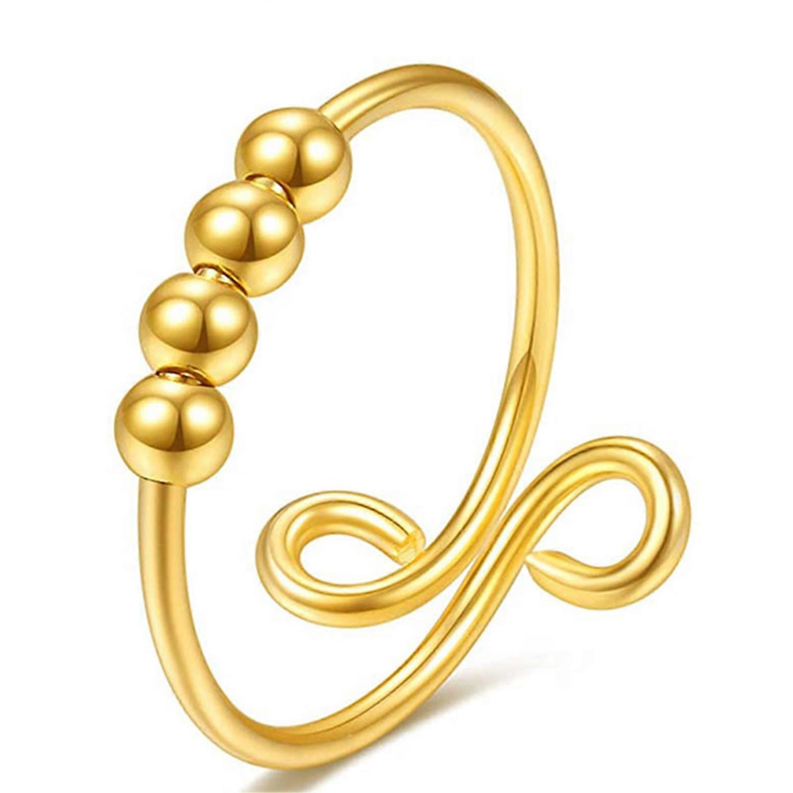 Rotating Ring Anti-Stress Anxiety Bead Single Circle Rotatable Ball Decompression Opening Female