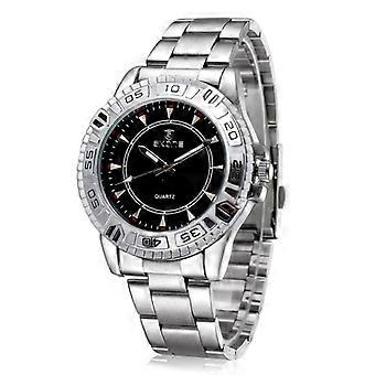 WeiQin Hombre Bisel giratorio Caja de aleación Luminoso reloj de pulsera de cuarzo analógico de tres manecillas
