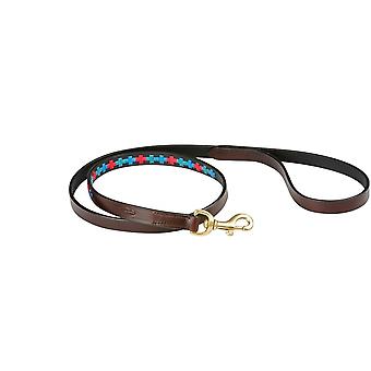 Weatherbeeta Polo Leather Dog Lead - Beaufort Brown/emerald/pink/blue