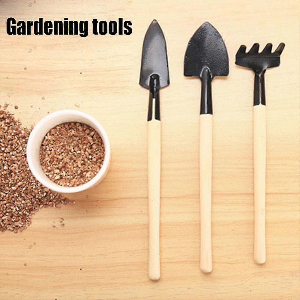 3pcs Set Shovel Rake Spade Wood Handle Metal Head Kids Tool Mini Garden Tools New