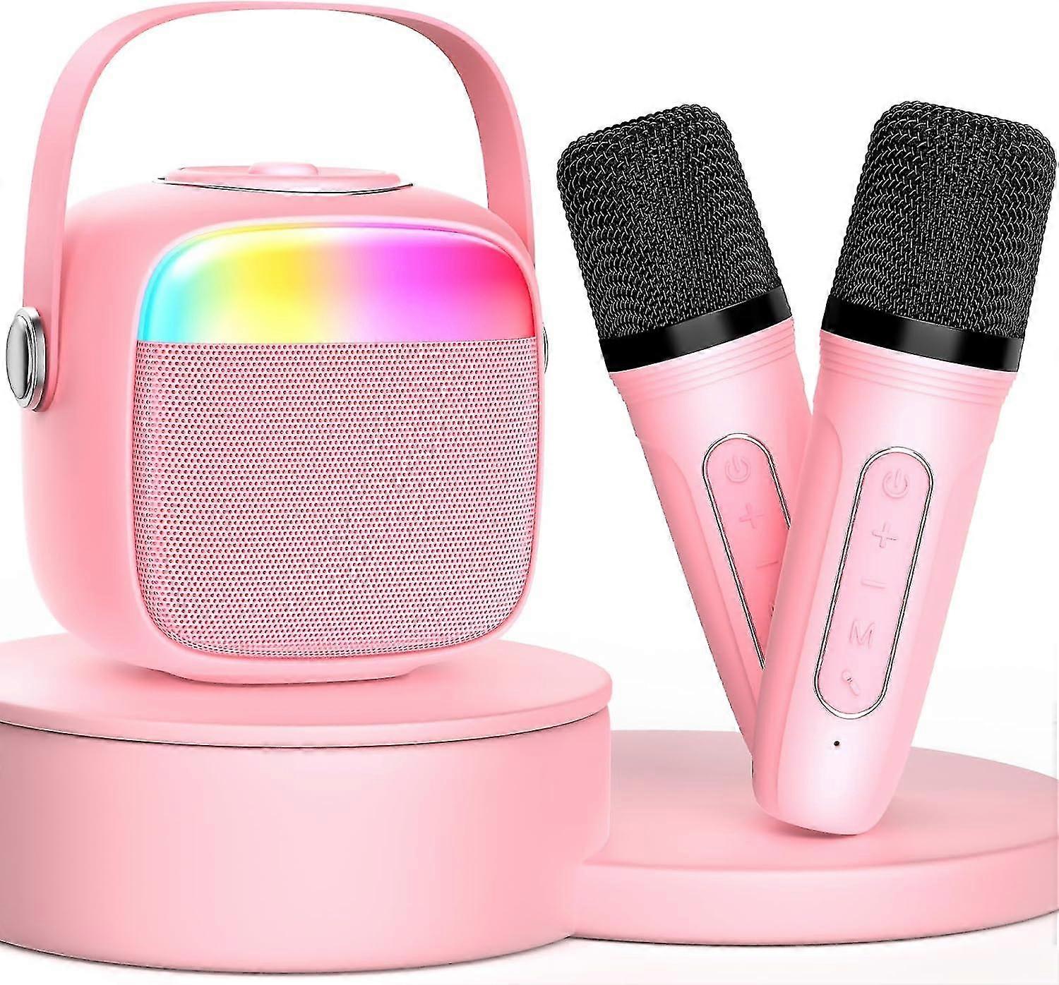 Çocuklar ve Yetişkinler İçin Karaoke Makinesi, 2 Mikrofonlu Mini Taşınabilir Bluetooth Hoparlör, Ev Partisi Karaoke Hoparlör Desteği Sd Kart / usb, Brithd İçin Hediye