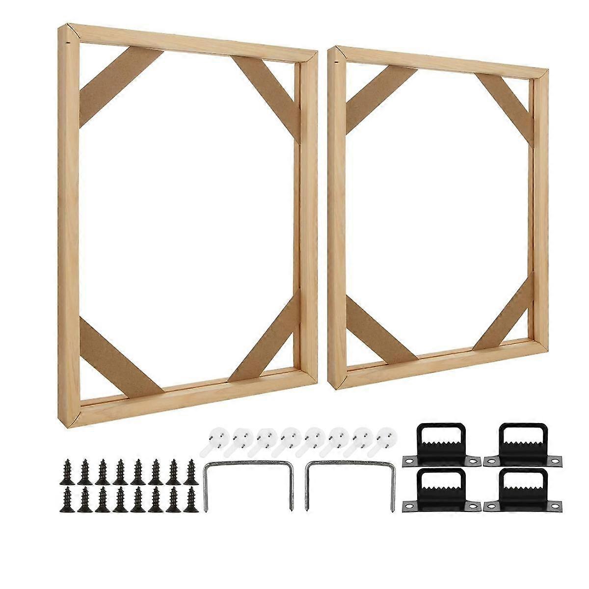 2 סט ערכת מסגרת בד בד DIY מעץ מלא, מוטות אלונקה מסגרת בד 16X20 אינץ 'עץ לציור שמן