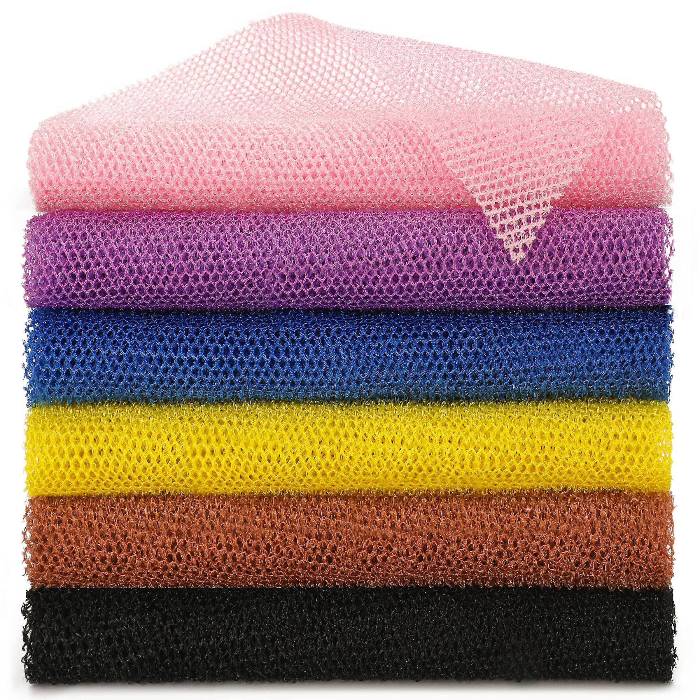 6 Pieces African Net Sponge African Exfoliating Net Long African Bath Sponge Washcloth Shower Net African Body Scrubber Net for Skin Smoother Daily Us