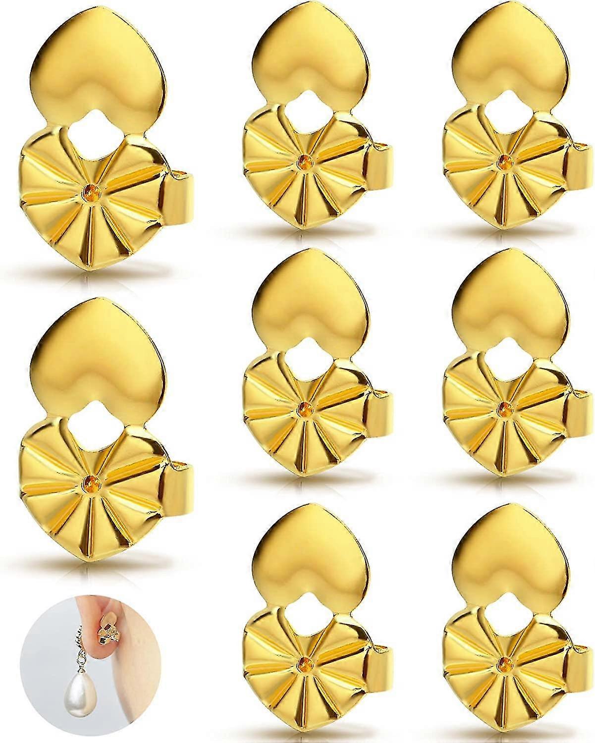 4 أزواج رافعات الأقراط ، ظهر قرط القلب هيبوالرجينيك للآذان المتدلية قابل للتعديل للقرط الثقيل