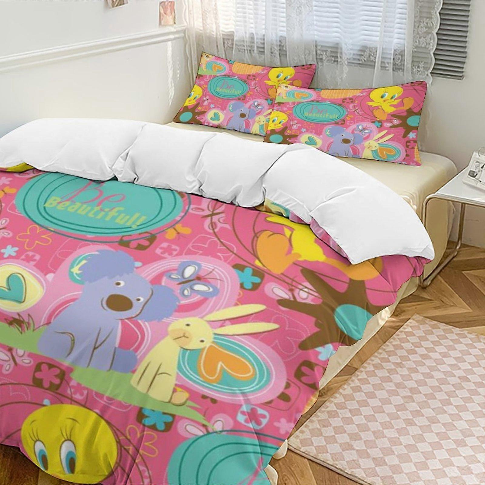 c510 TweetyBird 2 Capa de Edredom de Cama Conjuntos de Cama de Microfibra Conjuntos de Edredom Leve de 3 Peças, 1 Capa de Edredom e 2 Fronhas para Crianças ee510