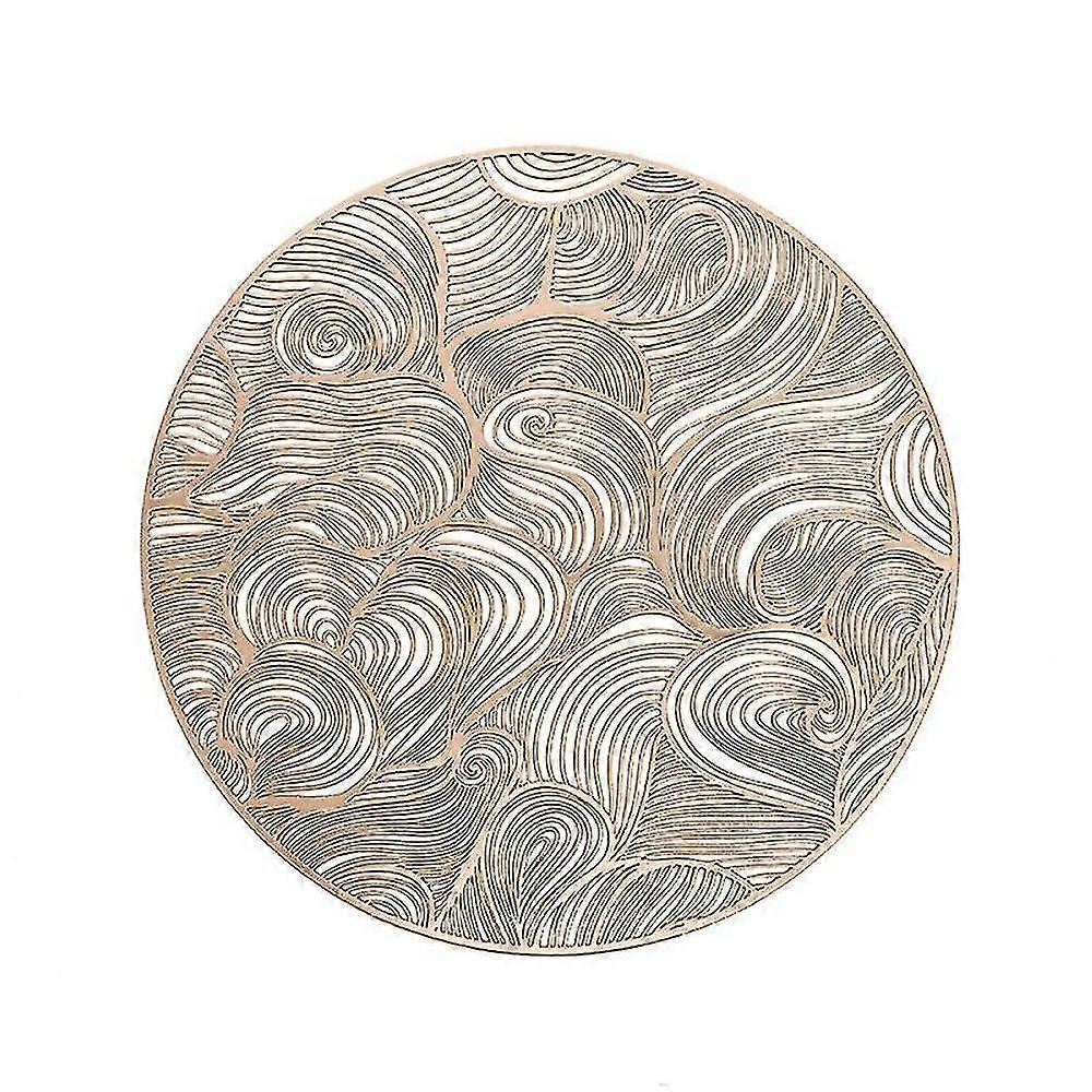Round Auspicious Cloud Pvc Table Mat For Dining Table Kitchen Gold