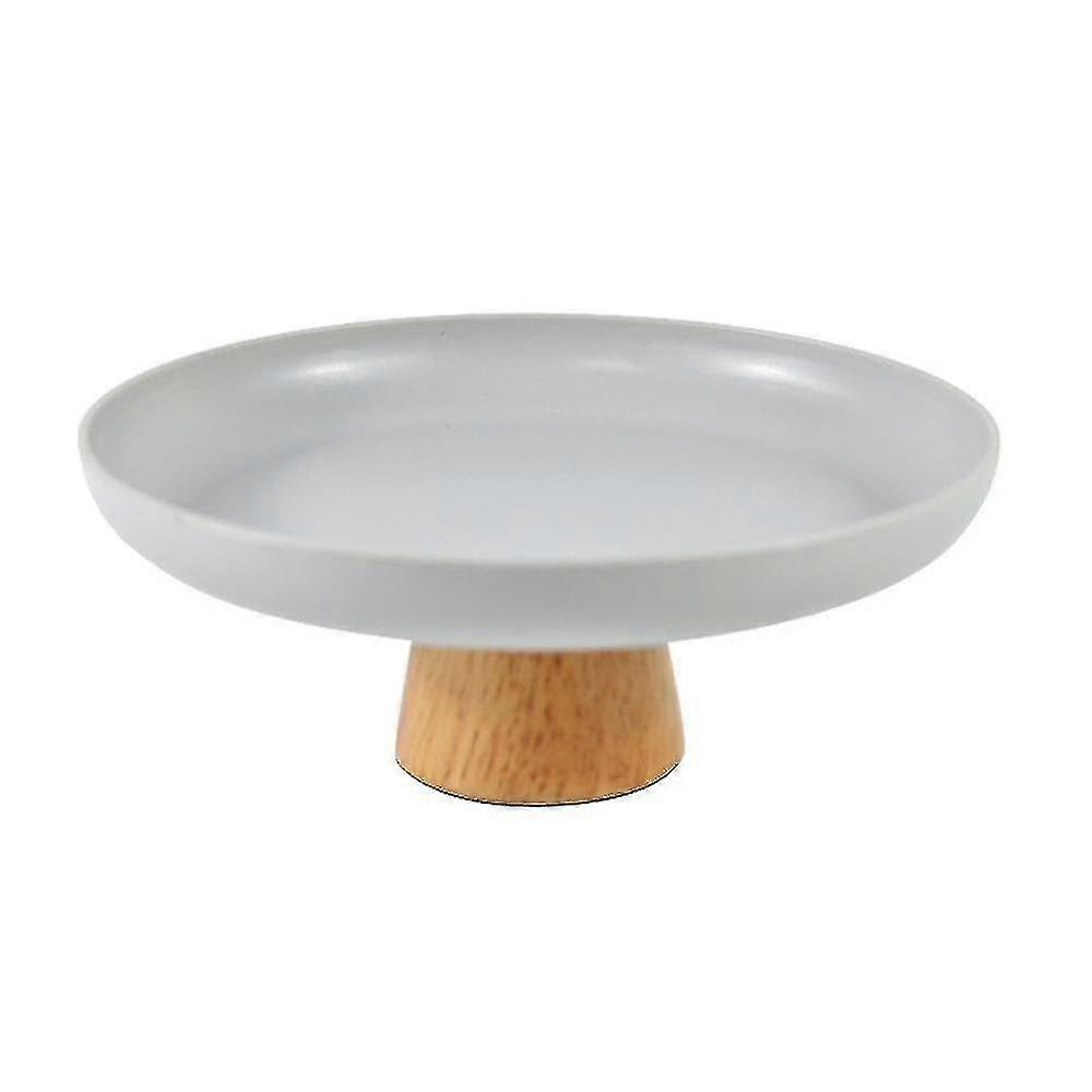Nordic Round Solid Wood Base Tray Snack Fruit Food Tray (gray)