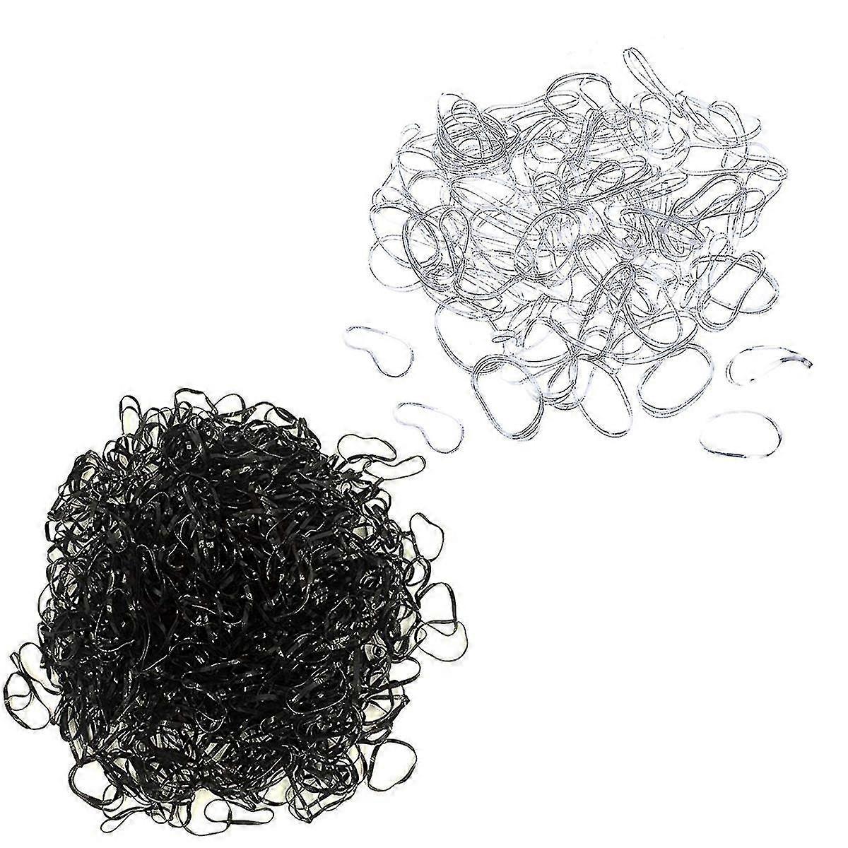Mini Hair Band, 2000 Pcs Elastics Small Rubber Bands(black, White)