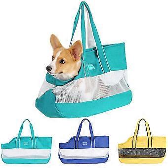 Is A Portable And Fashionable Canvas Bag For Cats And Dogs When Going Out. Breathable Cat And Dog Bag. Blue, Green, Yellow. Xl