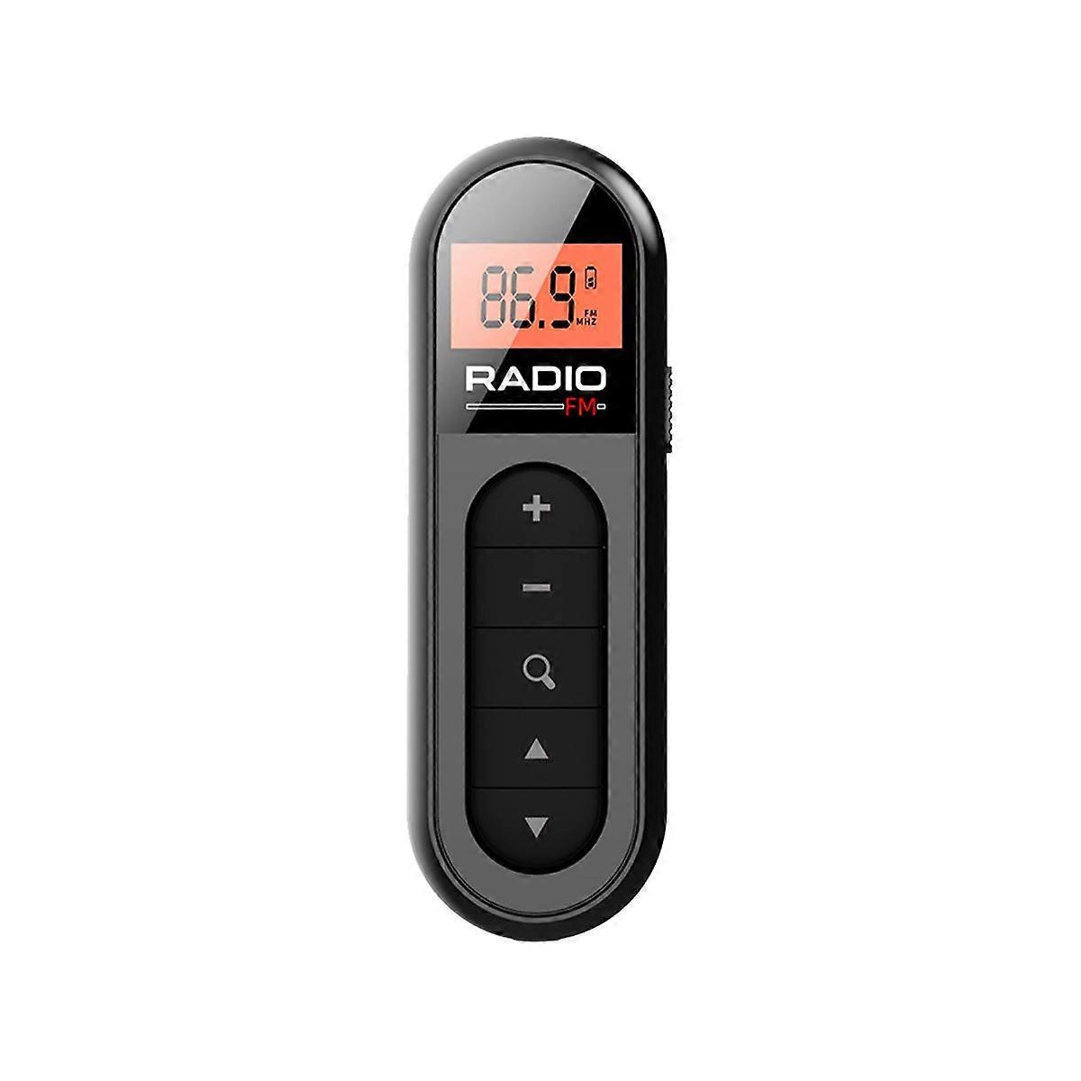 Mini Pocket FM Radio Rechargeable Portable 76-108MHZ Radio Receiver with Backlight LCD Display Wire