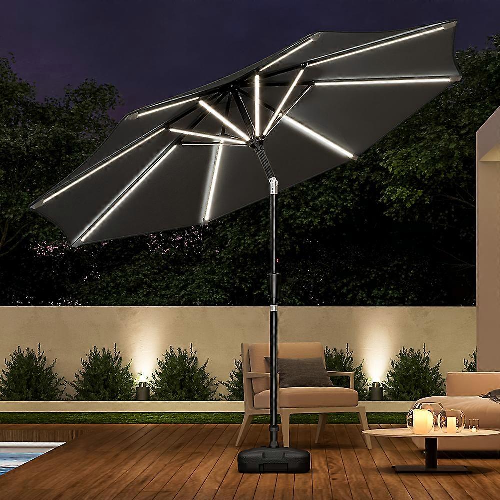 LED Lighted Garden Umbrella with Square Base