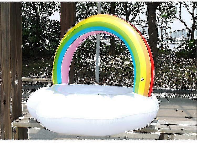 Adult Inflatable Swimming Ring Rainbow Clouds Pattern, 90cm