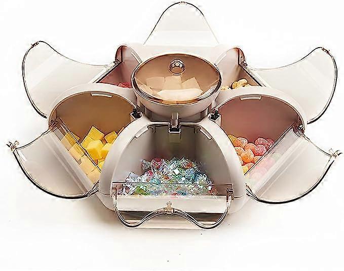 Snacks Storage Box With Lid Flower Shape Snack Serving Tray Fruit Dry Container