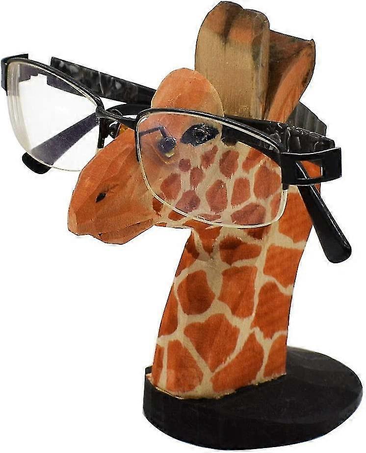 Hand Carved Wood Eyeglasses Spectacle Sunglasses Holder Stand Animal Shaped Home Office Desk Dcor Gift (giraffe)