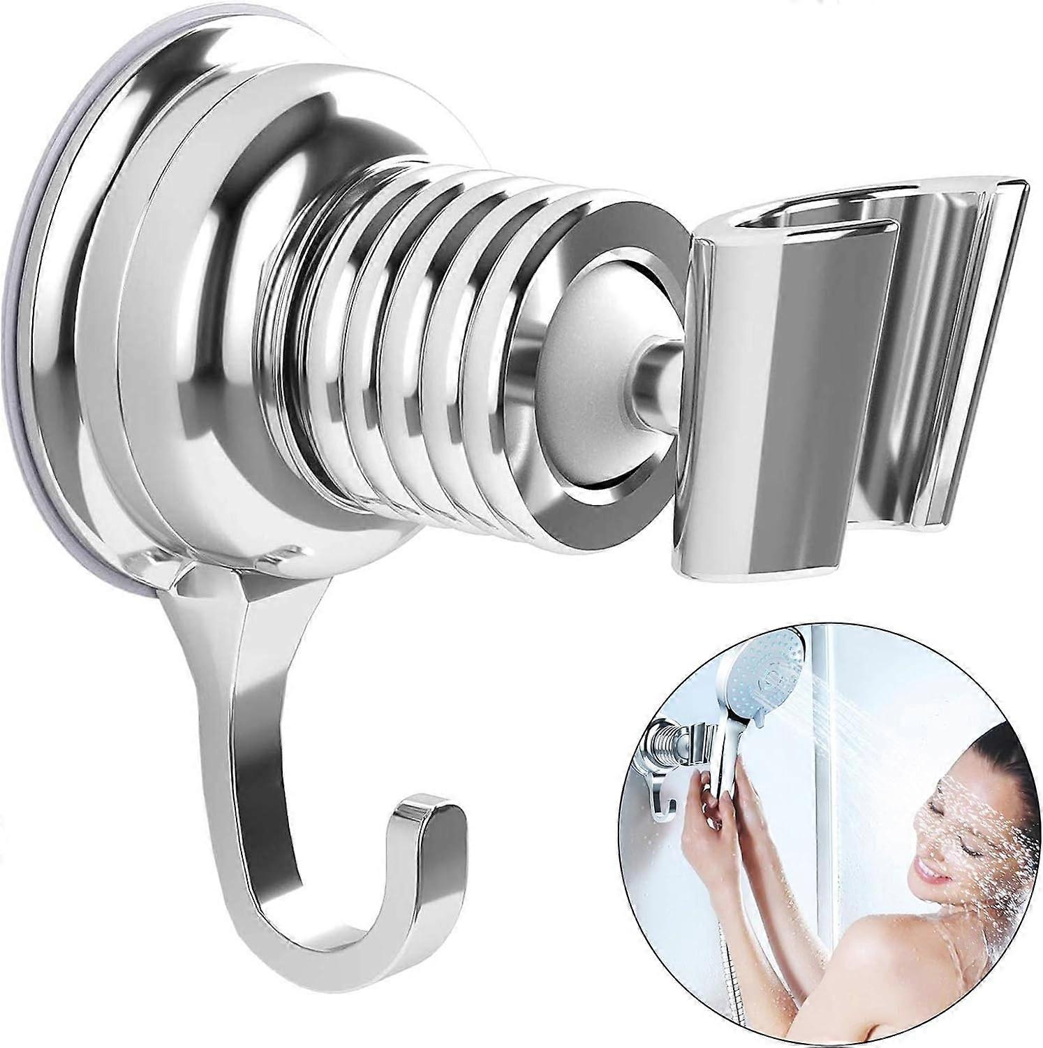 Chrome Replacement Shower Holder 360 Adjustable Shower Head Holder Chrome Removable Adjustable Suction Cup Chrome Wall Mount Bracket for Universal Sho