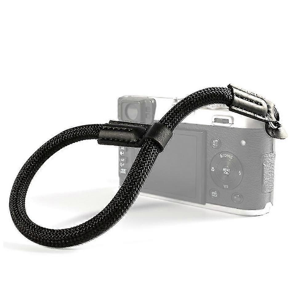 Camera Adjustable Rope Wrist Strap With Leather Ends With Electroplated Mounting Ring