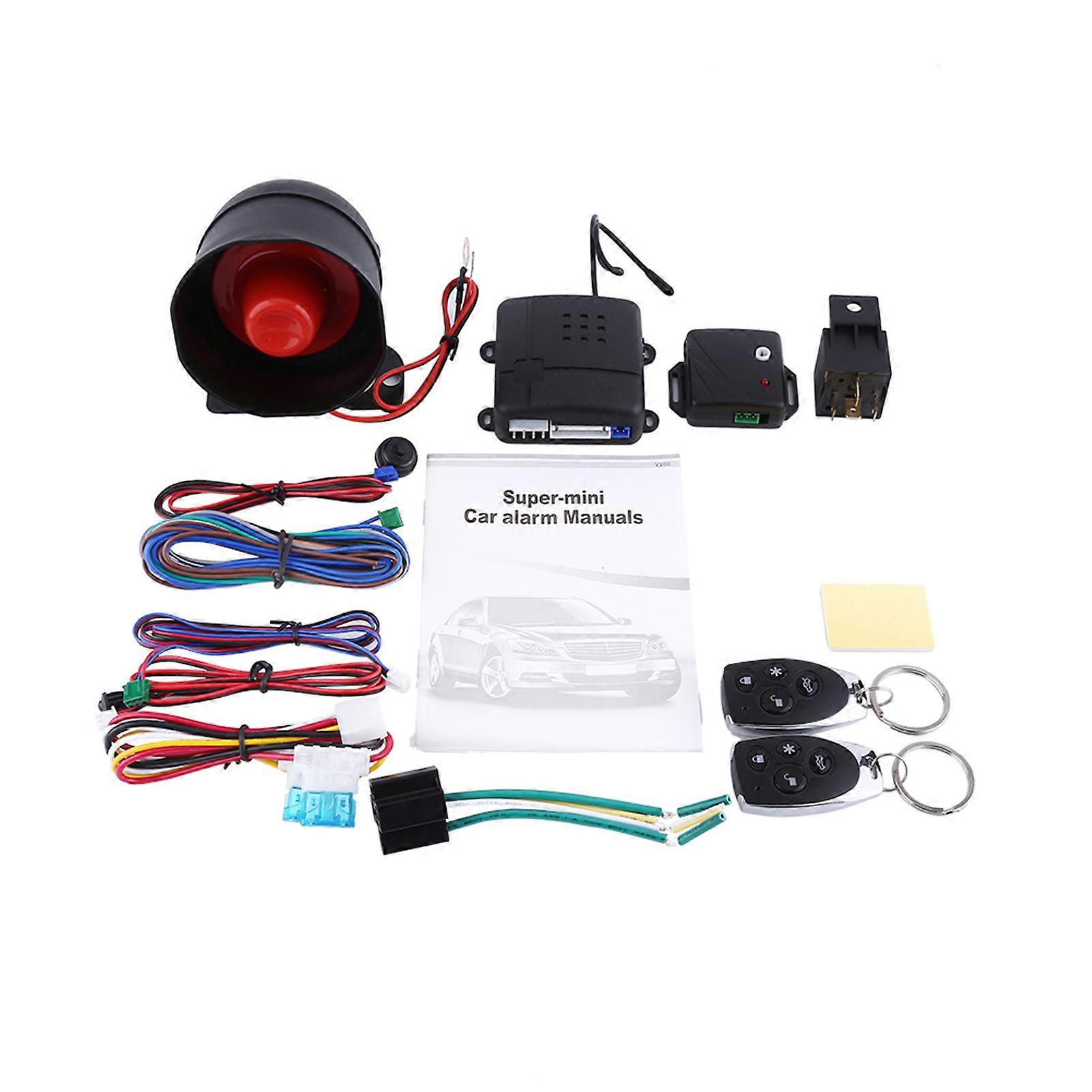Système d'alarme de sécurité à entrée sans clé pour voiture, anti-cambriolage, unidirectionnel, avec 2 télécommandes