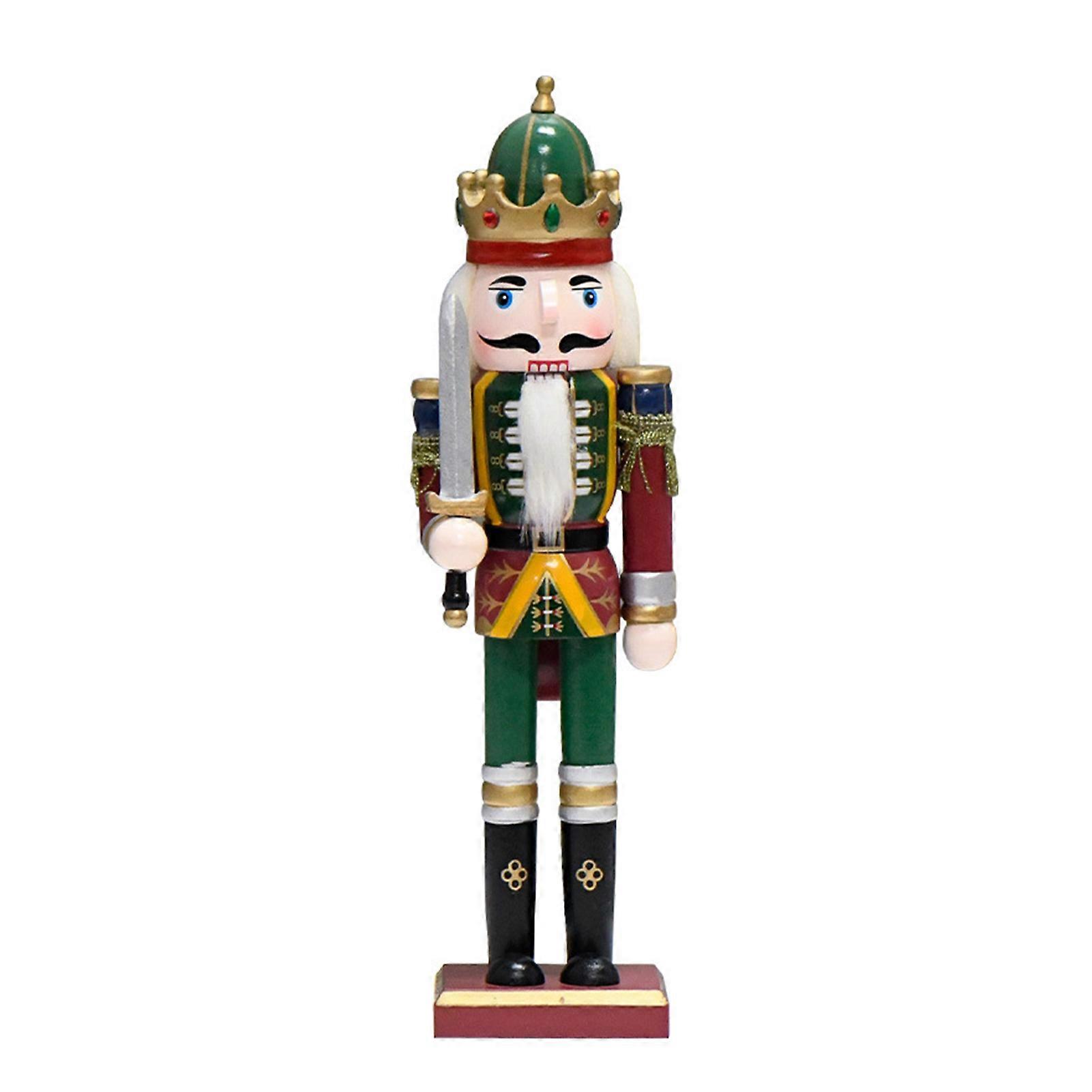 Christmas Nutcracker Ornament Wooden Puppet Statue Handmade Desktop Figurine Miniature Walnut Soldier Decoration for Holiday Table Decor