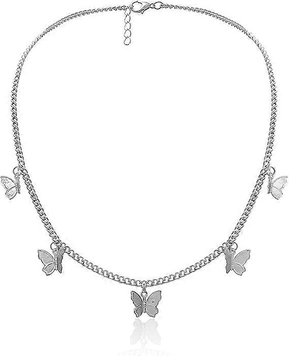 Silver Gold Butterfly Necklace