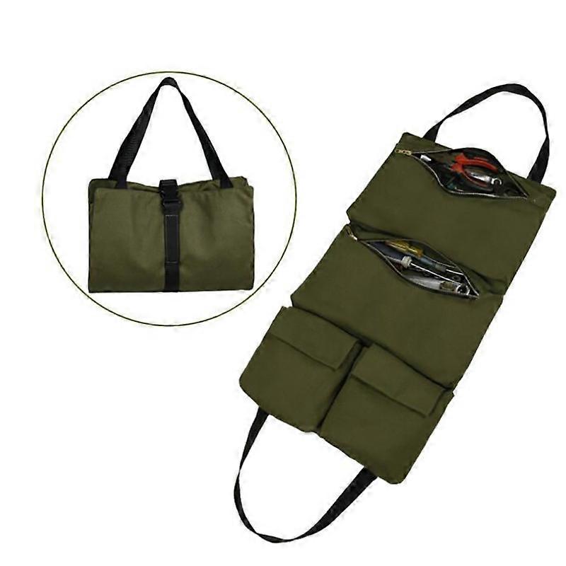 EVAGO Car Back Canvas Tool Storage Bag Tool Roll Organizer Bag, Heavy Duty Tool Storage Pouch with Zipper Pockets for Wrenches, Sockets, Screwdrivers