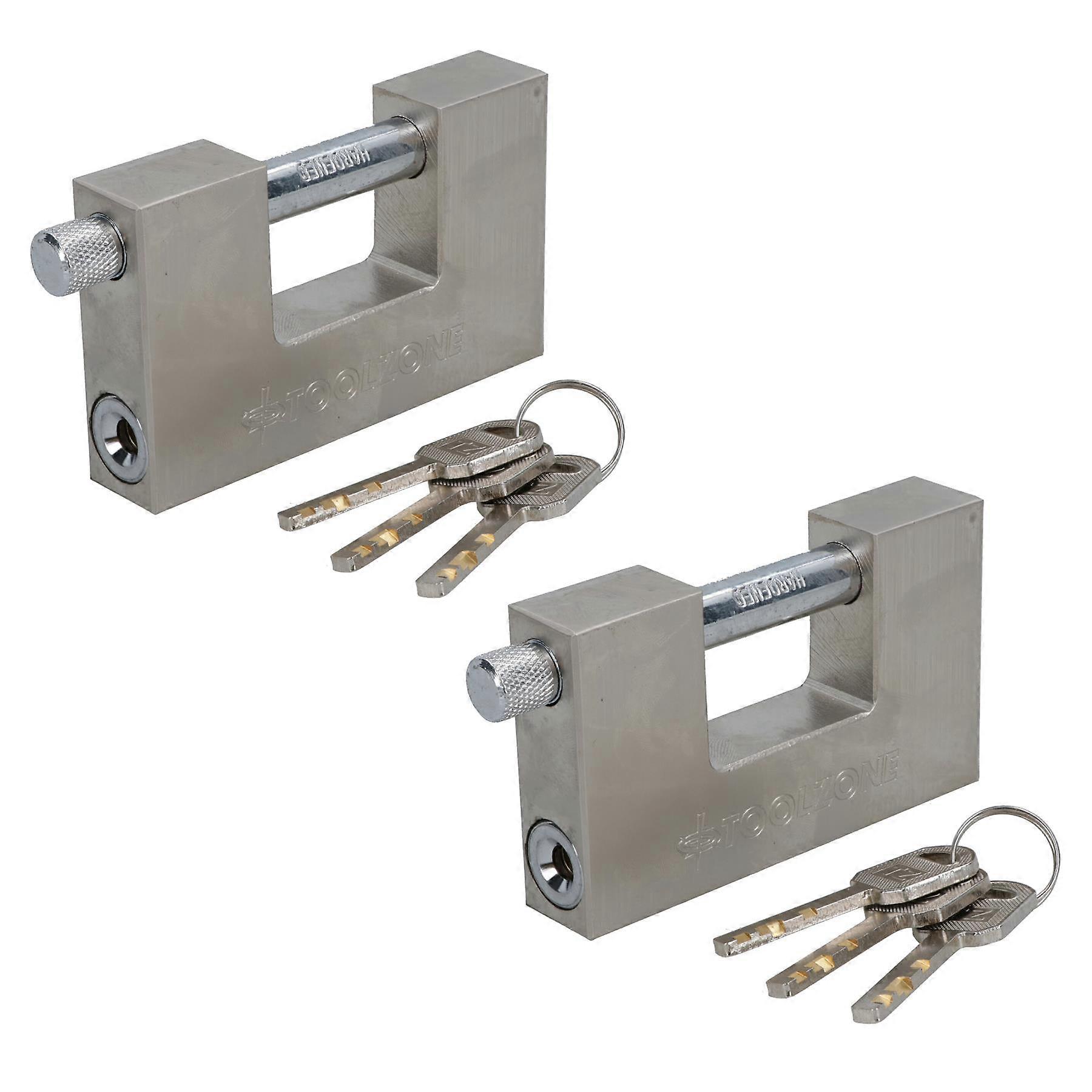 Padlock Steel Security Shutter Lock Container Door 100mm Rotating Shackle x 2