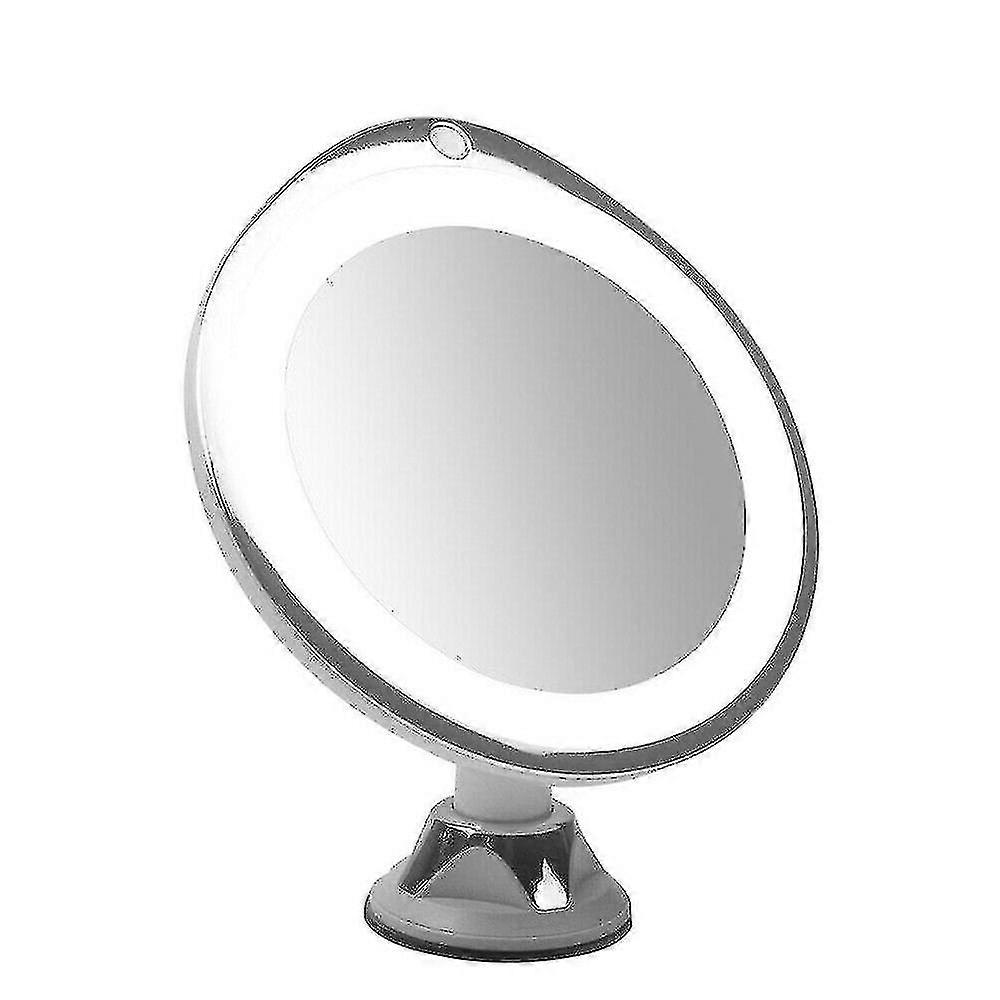 10x Magnifying Mirror Suction Cup With Led Lights Make Up Shaving Illuminated Cosmetic