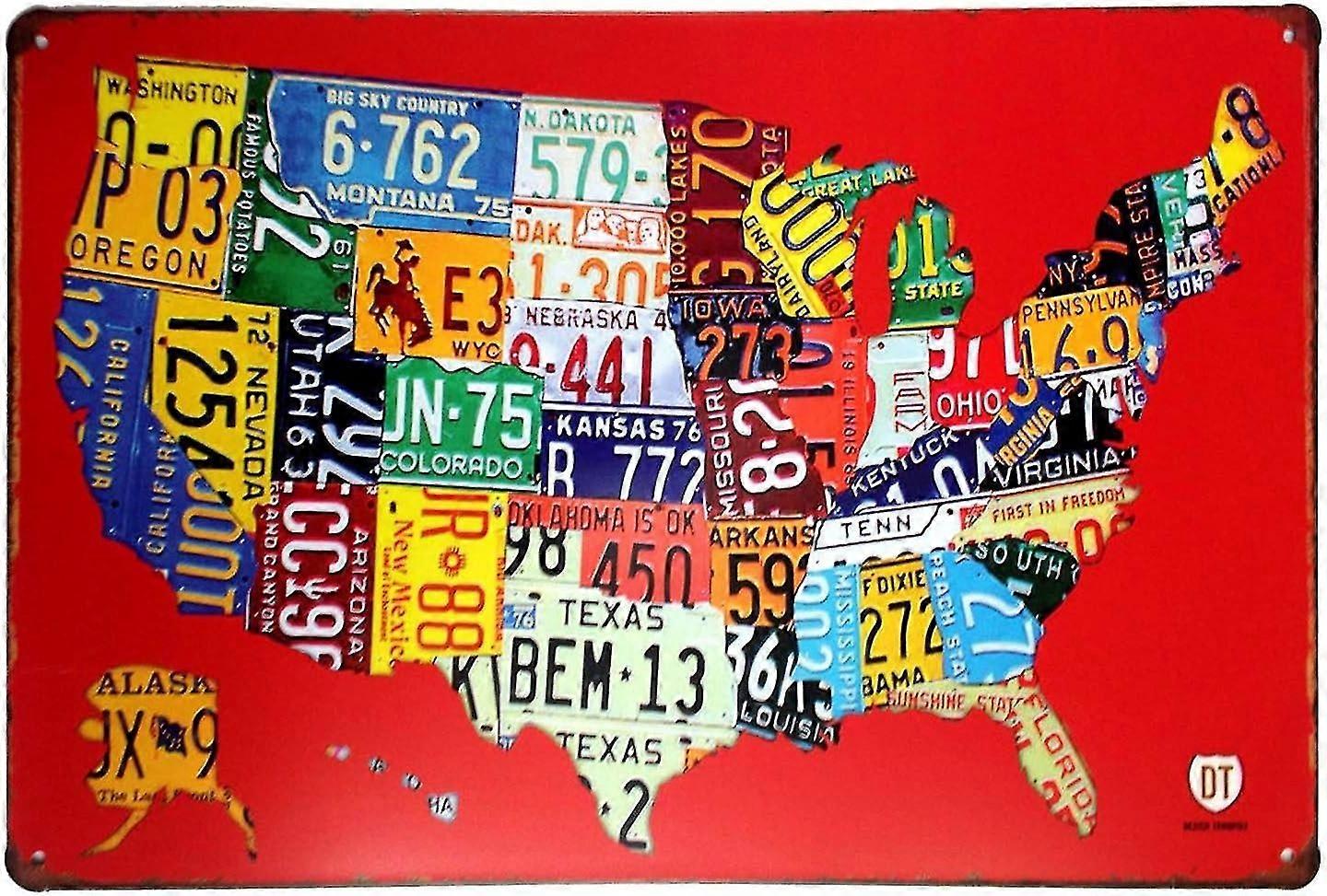 Red Us Mapa Route 66 Retro Decor Metal Wall Plaque Vintage Tin Sign 8x12 polegadas OU 12x16 polegadas Modo 5343