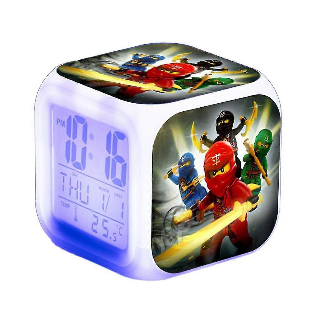 Ninjago Led Digital Alarm Clock 7 Colorful Night Light Bedroom Lamp Decoration With Time,temperature,alarm,date For Kids Gifts