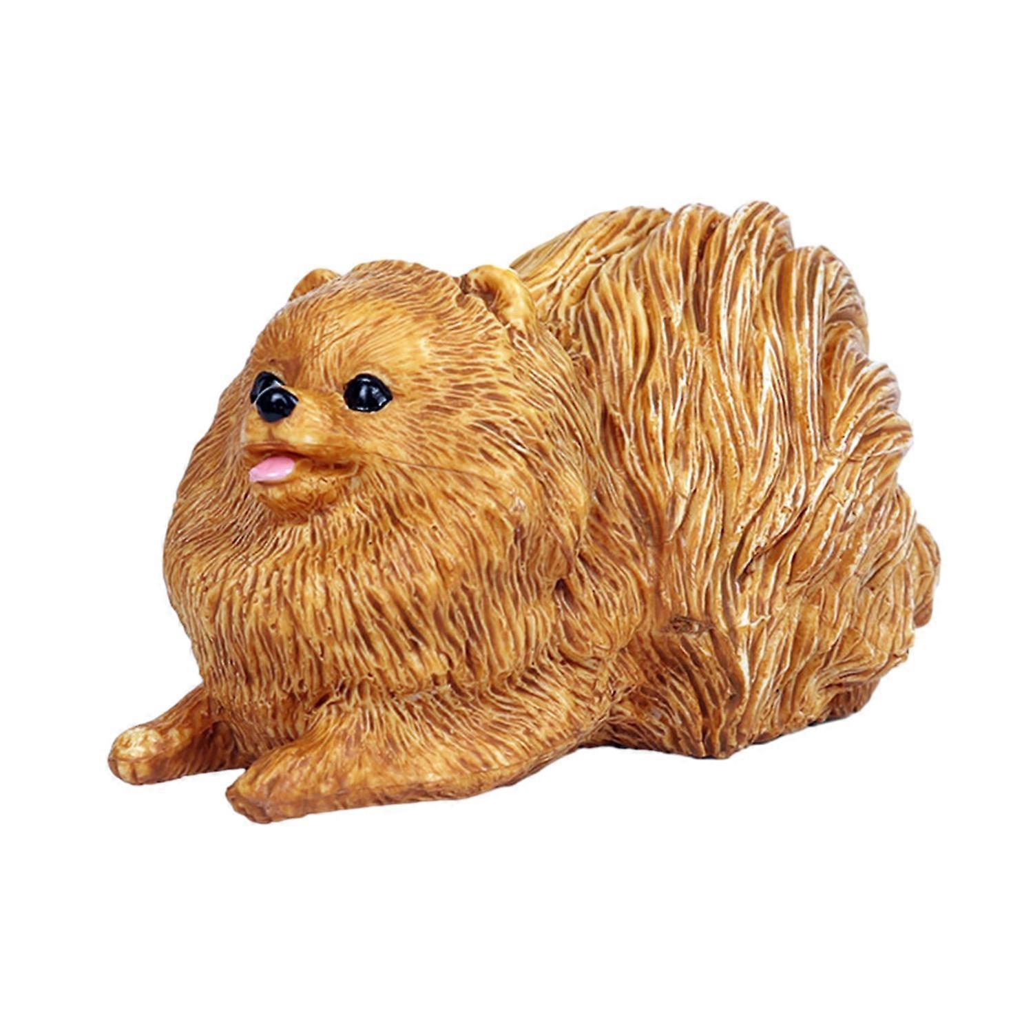 Simulation Pomeranian Dog Model Vivid Look Animal Crafts Ornament Realistic Puppy Statue Miniature