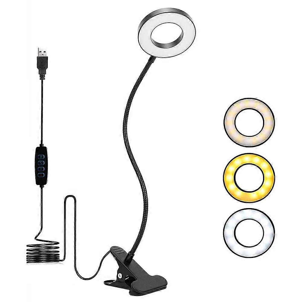 Creative 360  Flexible Gooseneck Clip Lamp LED Eye Protection Stepless Dimming  3 Color Modes 10 Brightness Reading Book Lamp