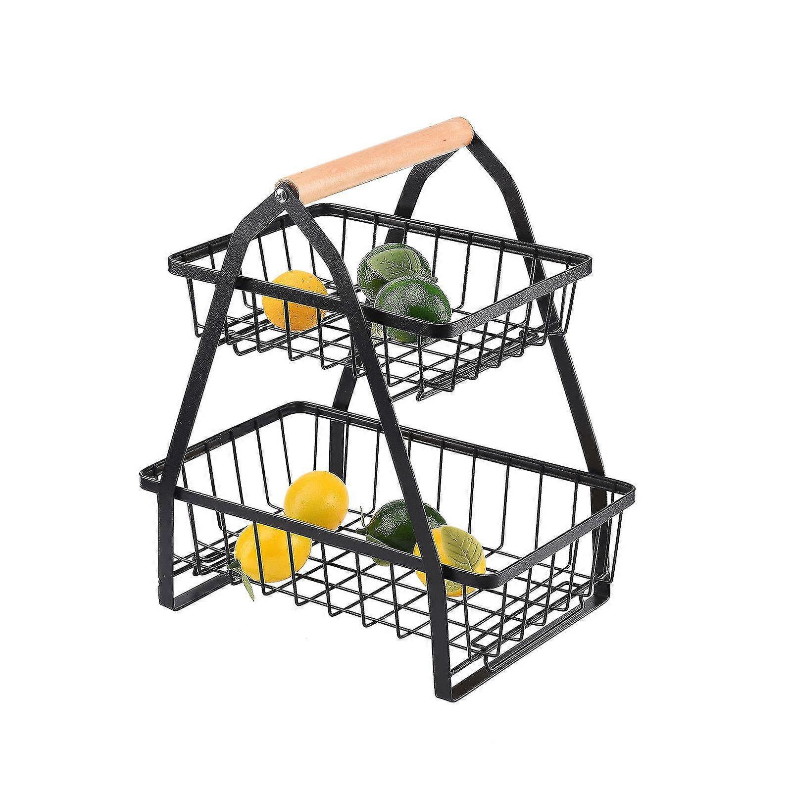 2-Tier Fruit Basket Metal Fruit Storage Basket