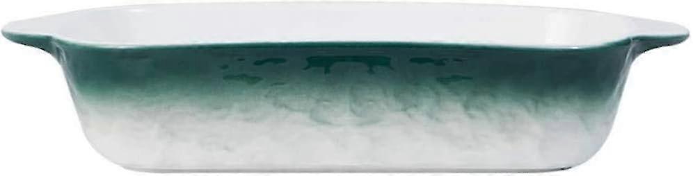 Green Ceramic Casserole Dish with Handle - Rectangular Vintage Baking Pan for Lasagna, Casseroles, Cakes, and Roasting - Oven-safe Baking Utensils
