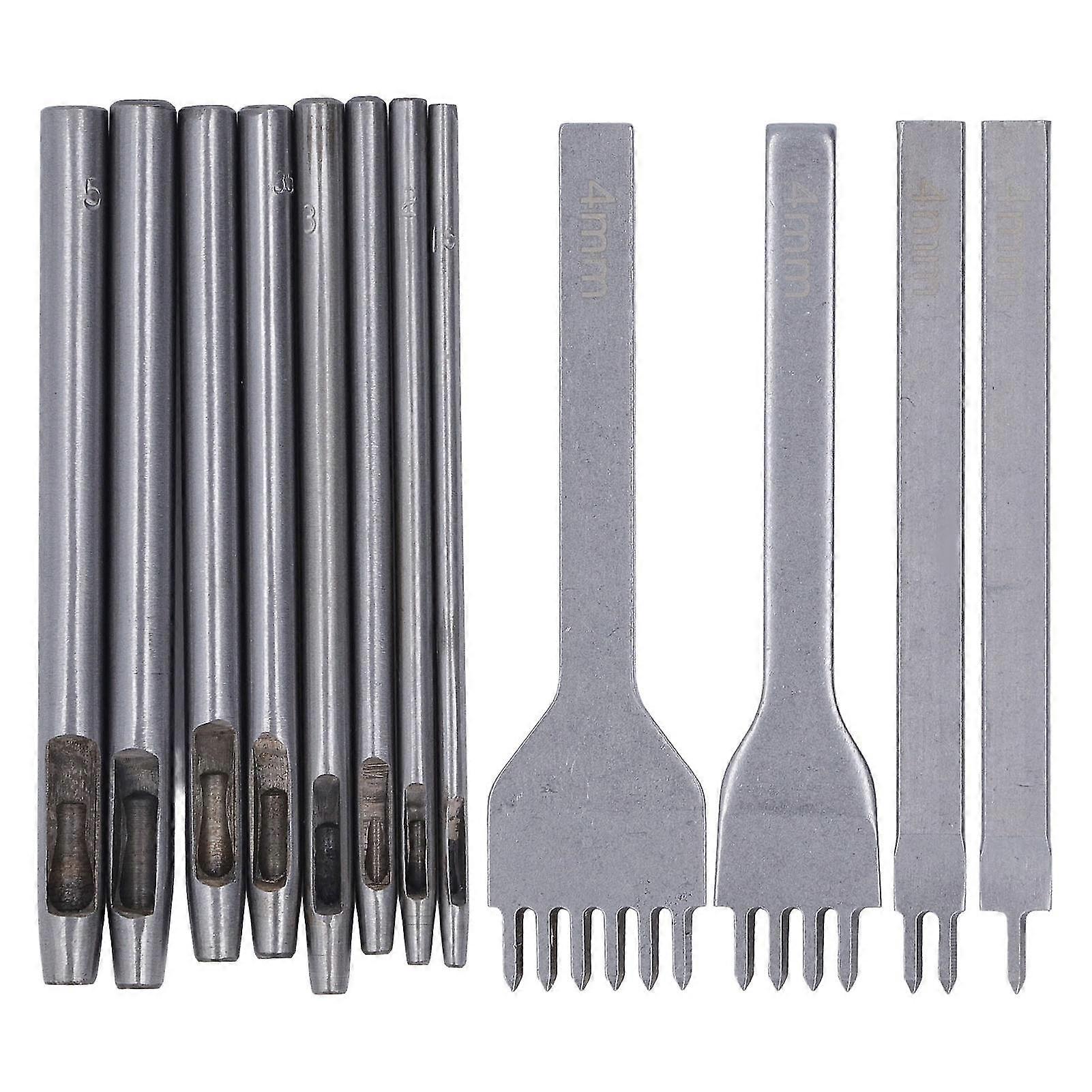 Leather Craft Manual Pressure Punch Tool Set - DIY Leather Stitching Prong Round Hole Punch with Design