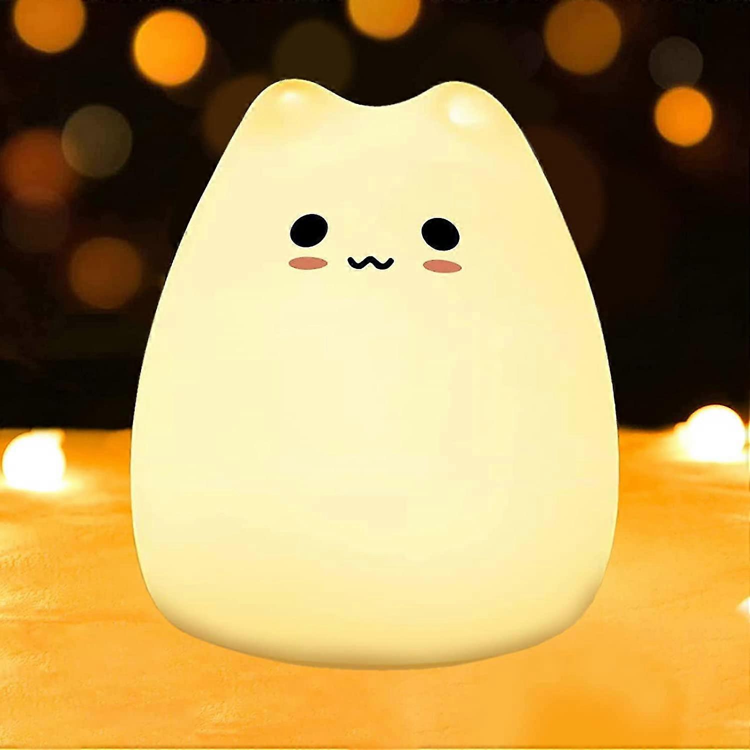 子供のための保育園のナイトライト、子供のためのかわいい猫のシリコーンランプ、赤ちゃんの男の子の女の子のための7色のナイトライトギフト(猫B)