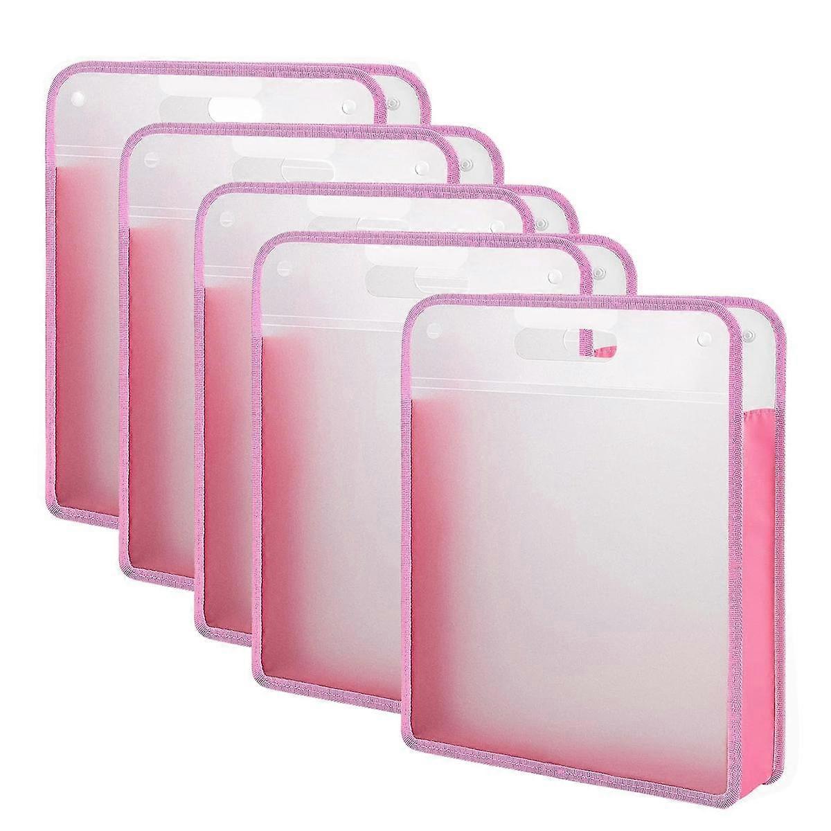 5 Pack Scrapbook Paper Organizer, Pink Expanding Paper , Portable Scrapbook Paper Storage with Button Closure